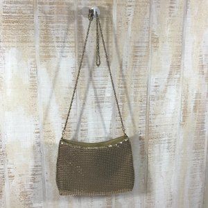 Gold metal sequins chain strap purse vintage